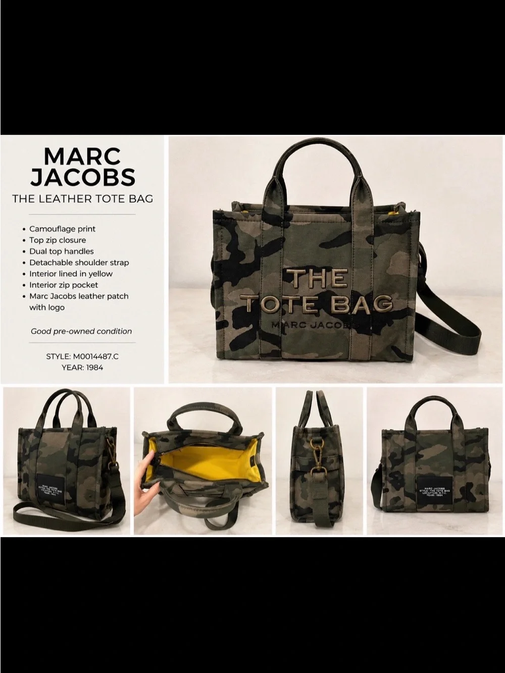 Marc Jacobs Camouflage Canvas Tote Bag in Green